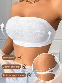 MEIYATING Áo ngực quây ren gợi cảm dành cho nữ, thoáng khí, nhẹ, không lưng, phù hợp với nhiều trang phục mùa hè. - trắng - Xem 5