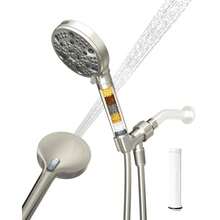 CYPNRegadera Manual Filtrada Alta Presión para Agua Dura con 7 Rociados Chorro Potente y Pausa Desmontable y Ajustable Piel y Cabello Sanos - Cromo VMASSTONE -003Fashion - Niquel cepillado - Ver 9