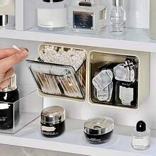 1个棉签收纳盒，壁挂式棉签整理盒，适用于浴室、梳妆台、衣柜，多功能收纳架，必备浴室配件，卸妆棉收纳盒，桌面棉签收纳容器 - 彩色 - 查看 6