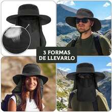 Sombrero de Pesca Protección UV, UPF50+ Sombrero para el Sol para Hombre y Mujer, Gorro Pescador con Cortinas para Cara y Cuello, Plegable y Impermeable, para Senderismo, Camping, Playa, Jardín Unisex - como en la foto - Ver 5