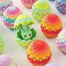 1个3D打印迷你可爱龙蛋，翻转即可展现萌萌的小龙模型，创意装饰模型，适合家居和办公场所，是送给亲朋好友的最佳手工工艺品礼物，眼睛颜色随机。 - 彩色 - 查看 4