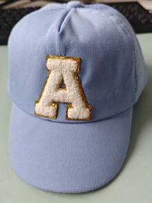 1pc A-Z 26 Letters Kids Baseball Cap, Suitable For 1-3 Years Old Toddler Girls, Outdoor Sun Hat - Baby Blue - View 3