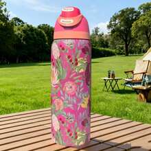 Owal'a  32oz Sports Water Bottle With Leak-Proof Design, Pop-Up Lid, And Carrying Handle For Easy Portability.  Suitable For Car Use And Available In Multiple Colors. Designed For Hydration Enthusiasts, Perfect For Fitness, Running, School, And As A Gift For Halloween, Thanksgiving, Or Christmas. A Stylish New Water Bottle. - Màu Hồng Tươi - Xem 5