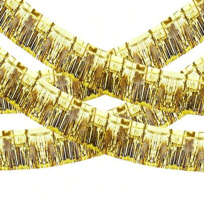2 Packs Metallic Foil Fringe Curtain, Metallic Foil Fringe Wreath Wall Hanging Curtain Fringe Foil Sheets For Parade Float, Birthday Holiday Outdoor/Indoor Party Decor