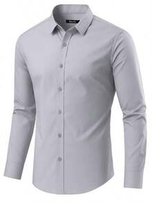 K086 Men's Long-Sleeved Dress Shirt - Grey - View 3