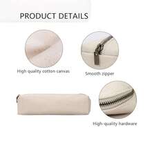 Canvas Pencil Case Stationery Bag Pencil Case Storage Cosmetic Bag (Beige, S) - 米色 - 查看 4