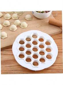 2 Pieces Set: Dumpling Mould + Filling Poking Stick, Dumpling Mold, 19-Hole Plastic Dumpling Mold, Dumpling Dough Mold, Small Dumpling Mold, Round Dumpling Mold, Kitchen Utensils Pcs - White - View 7