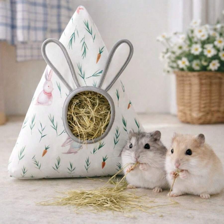 Rabbit Hay Bag, Hamster Guinea Pig Food Bag, Hanging Single Hole Feeding Bag For Small Pets - White - View 1