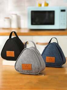 1 pieza de bolsa de almuerzo aislada y reforzada en gris, negro y azul, bolsa térmica portátil para el almuerzo, bolsa de almuerzo reutilizable para estudiantes, bolsa de almuerzo aislada con forro de aluminio grueso. Adecuada para el hogar, la oficina, los suministros escolares, portátil y reutilizable, ideal para acampar y excursiones a la playa, almacenamiento de artículos, suministros escolares, organizadores y almacenamiento de cocina, accesorios de cocina, regalo del Día de San Valentín, regalos recientes de días festivos - Multicolor - Ver 11