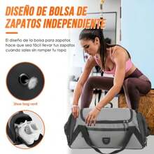 CYPNSlowTon Bolsa Deportiva para Gym 40L/55L Maleta de Viaje Impermeable con Compartimento para Zapatos y Bosillos para Ropa Mojada Bolsa de Gimnasio Deportiva para Hombres Mujeres con Correa AjustableFashion - 227503078 - Ver 7