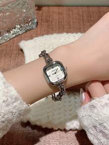 1pc Elegant Fashion Luxury Women's Watch, Ultra-Thin Square Minimalist Quartz Watch, Suitable For Daily Wear, Birthday Gift - 銀色 - 查看 4