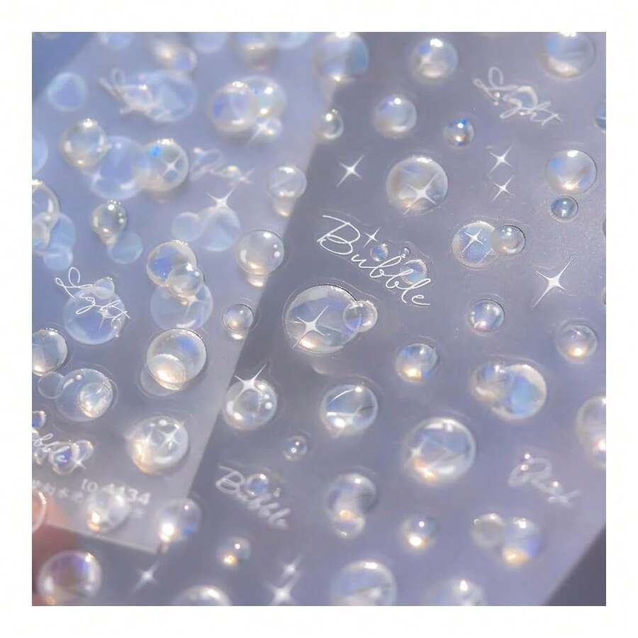 Summer Nail Art Stickers Decals 5D Embossed Nail Decals Bubble Nail Stickers For Summer Nails Art With Bubble Star Design Se--Adhesive Manicure Decorations For Women Nails Supplies - 樣式2 - 查看 1