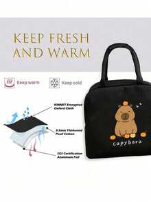 1pc Lunch Bag With Capybara Pattern,Cute Polyester Lunch Tote,Handheld Bags,Portable Lunch Bag, Lunch Box For Adults, Large Capacity Multi-Pocket Lunch Bag, Work Lunch Bag, Tote Bags, Portable Cooler Bags, Ice Packs, Storage Bags, For Travel, Work, Picnic, Outdoor Activities - Capybara-Themed Handbag, For Teenager, Outdoor Essentials,As Holiday Gifts Or Birthday Gifts To Family Or Friends