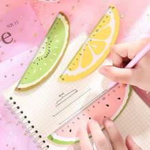 2/4pcs Random Color Korean Style Wooden Cartoon Faux Fruit Ruler, Student Stationery Office Supplies, Fun Math Ruler Drawing Ruler Stationery Back To School Prizes Gifts - Multicolor - View 6