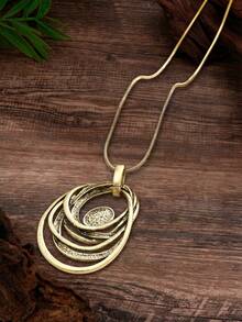 Cring Coco 2pcs Women Jewelry Set, Vintage Zinc Alloy Minimalist Geometric Necklace And Earrings Set, Suitable For Daily, Party, Festival, Valentine's Day, Birthday, Mother's Day, Jewelry Accessories Gift - Geometry - View 8