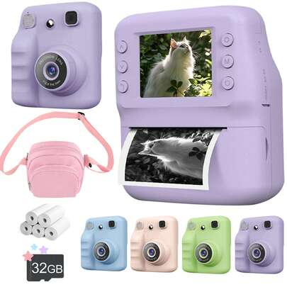 Instant Print Digital Camera For Men, Women & Kids - HD Selfie Camera With Built-In More Filters, 1080P Photo/Video Recording,Built-In Rolls Paper - Portable Mini Printer For Easter, World Cup,Travel, Valentine's Day, Christmas, Birthdays, Parties - Best Creative Gift For Couples, Friends, Family(1300mAh Rechargeable Batteries)