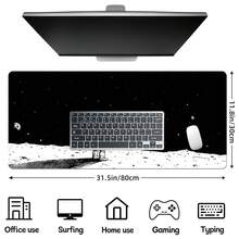 1pc Extra-Large Gaming Mouse Pad With Astronaut Moon Starry Night Black And White Illustration, Non-Slip Washable Rubber Base Large Desk Mat Office Accessory Computer Decor Dirt Resistant Gamepad Cover Ideal Long Tablemat For GamersFashion Workspace - Black and White - View 10
