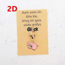 1pc/5pcs Creative German Lucky Pig & Four-Leaf Clover Keychains - Pink Piglet Charm With German Good Luck Phrases, Lobster Clasp, Irish Luck Accessory