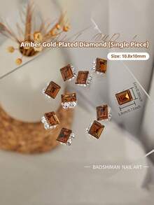 BAOSHIMAN Amber Color Square, Oval Nail Gems, Luxury Nail Art Accessories, Rhinestone Nail Jewelry For Women, Suitable For Acrylic Nail Design, Crystal, Half Round And DIY Nail Art Decorations, Valentine's Day, New Year Nail Supplies Nails - Multicolor - View 7