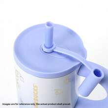 Starbucks Lily Of The Valley Style Straw Travel Mug, 800ml Large Capacity, Stainless Steel Double-Walled Vacuum Insulation, One Lid, Two Straws, Dual-Use Design For Direct Drinking, Anti-Scalding Handle, Long-Lasting Heat Retention, Leak-Proof Seal. - Purple - View 4