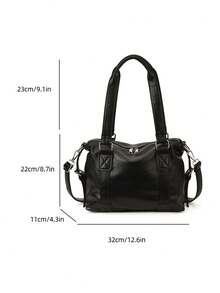 Geantă vintage maro, de mare capacitate, geantă de umăr, geantă crossbody, geantă de navetă zilnică pentru femei de afaceri. Geantă de mână casual nouă, capacitate mare, curea de umăr lată, poate fi folosită ca geantă de umăr sau geantă crossbody. - Multicolor - Vizualizare 11