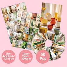 50pcs Nordic Style Artistic Postcards | Handwritten Romantic Text Vintage Photography Soft Pack Cards, Gift & Decor Cards, White Box Packaging - Sets - View 5