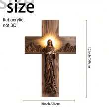 1pc Large 8x12 Inch Religious Christian Cross Plaque - Crucifixion Scene Decor, With Cross, Suitable For Home, Church, Office - Christmas, Easter, Thanksgiving, Halloween Decor - Durable Artificial Wood Structure - Spiritual Gift Idea - Multicolor - View 5