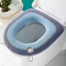 Easy Installation Comfortable Toilet Lid Bathroom Soft Thicker Warmer Stretchable Washable Cloth Toilet Seat Cover Pads - Multicolor - View 9