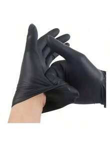 100-Ct Boxed Gloves; Latex-Free Cleaning Gloves; Nail Art, Tattoo, Hair Salon, Garden, Beauty Salon Use;Too Artist; Beautician; Hair Dye; Styling; Epoxy Resin Work Gloves; Powder-Free; Home, Office, Professional Use. - Black - View 10