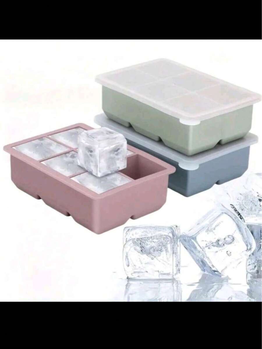 1 pieza Molde de cubitos de hielo de silicona grande de 2 pulgadas, molde de cubitos de hielo cuadrados suaves, diseño apilable - Multicolor - Ver 1