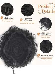 Women's Messy Bun Scrunchie Ponytail Hair Piece, Elastic Drawstring Loose Bun Wig, Suitable For Thin Hair, High Temperature Synthetic Fiber Bun Extension, Natural Black - Multicolor - View 3