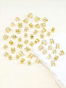 50PCS Golden Dreadlock Beads Locs Accessories, Jewelry For Braids, Adjustable Cuffs Braiding Hair Rings For Girls For Parties And Holidays - Gold - View 5
