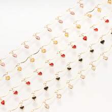 1 Meter Heart-Shaped Zirconia Chain Accessory Handmade Chain Findings For Jewelry DIY Clothing Shoes And Bags Making Chains Supplies - Heart-shaped - View 12