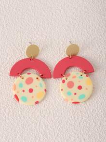 一对手工波点几何树脂吊坠耳环，适合日常、派对、旅行等各种场合佩戴。 - 彩色 - 查看 7