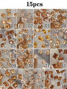 BAOSHIMAN Amber Color Square, Oval Nail Gems, Luxury Nail Art Accessories, Rhinestone Nail Jewelry For Women, Suitable For Acrylic Nail Design, Crystal, Half Round And DIY Nail Art Decorations, Valentine's Day, New Year Nail Supplies Nails - Multicolor - View 6