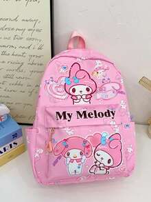 SANRIO Mochila Fofa de Jardim de Infância - Bolsa de Ombro de Moda Feminina com Estampa de Desenho Animado, Mochila Escolar Leve de Grande Capacidade, Tecido Inodoro, Costura Reforçada, Compartimentos de Armazenamento Científicos, Adequada para Lazer, Viagens, Atividades ao Ar Livre e Uso Diário, Fivela de Peito Antiderrapante e Design Reflexivo para Segurança e Conforto - Multicolorido - Visão 11