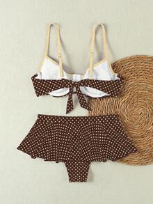 Bộ bikini gợi cảm xếp nếp phối màu tương phản chấm bi phong cách retro mùa hè & xuân 2026 dành cho nữ. - Nhiều màu - Xem 4