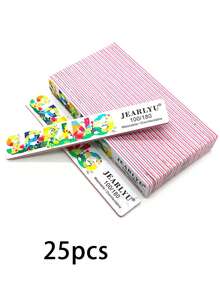 JEARLYU 2/5/9/25件装季节性方形指甲锉，精美单面印花抛光打磨块，100/180目高品质修甲锉 - 彩色 - 查看 7