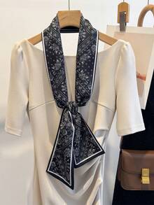 1pc Elegant Polka Dot Satin Square Bandana, Double-Sided Bandana, Hair Band & Headband For Women For Dress