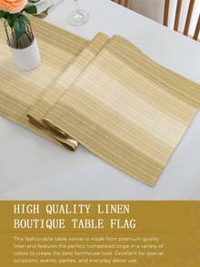1pc Linen Look Table Runner, Solid Color Modern Linen-Like Table Mat, Washable For Kitchen, Dining Table, Party, Wedding Decor, Foyer, Home Gathering, Coffee Table - Khaki - View 9