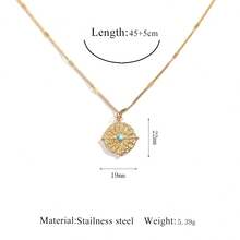 一件独特设计的304不锈钢绿松石吊坠项链，专为女性打造，时尚个性，百搭风格。 - 金色 - 查看 2