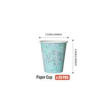 绿色和银色气球“生日快乐”一次性餐盘、餐巾纸、纸杯套装 - 25人份派对用品套装，一次性纸盘，派对餐具，适用于生日、婚礼、主题派对、家庭野餐 - 彩色 - 查看 7