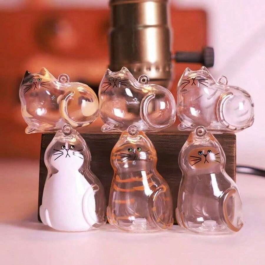 1pc Transparent Cat Hair Capsule Pendant, Pet Hair Memorial Keychain, Suitable For Cat Lovers, Can Be Used As Bag Charm Or Room Decor - Multicolor - View 1