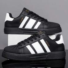 Zapatillas deportivas casuales y transpirables con cordones, adecuadas como regalo para amigos - Negro - Ver 3