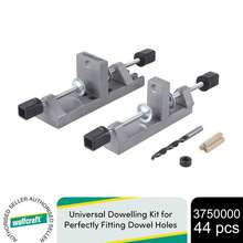 Wolfcraft Universal Dowelling Kit 44 Pieces, Complete Woodworking Set For Perfectly Fitting Dowel Holes, Accurate Alignment For Furniture Making And Repair Work - Multicolor - View 1