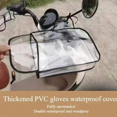 2pcs Transparent Waterproof Bicycle Handlebar Covers, Windproof And Warm For Winter (Gloves Not Included)