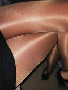 1pc Women's High Elasticity Glossy Silky Pantyhose - Bronze - View 6