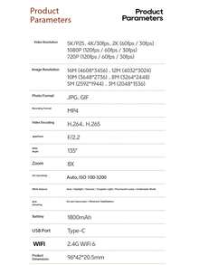 Cámara de pulgar Ultra HD 5K, Cámara corporal de 30fps, Cámara de bolsillo 5K, Cámara deportiva portátil con WiFi, Tarjeta TF de 128G, La cámara perfecta para vlogging - Negro - Ver 10