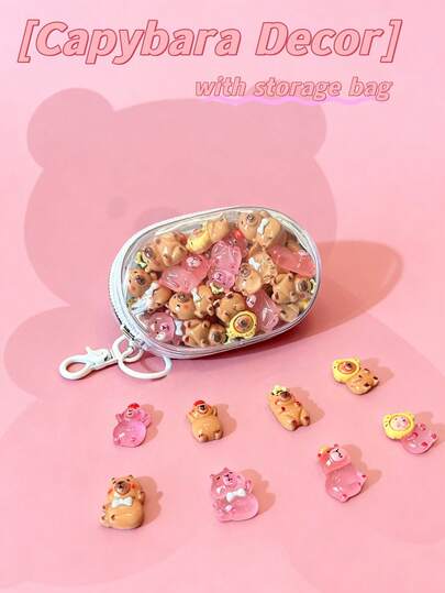 50/20/1pc-Mini Capybara Decor With Storage Bag Dollhouse Resin Tiny Capybaras ,Portable Clear Figure Display Bag,For Crafts Micro Miniature Capybara Fairy Garden Dollhouse Micro Landscaping Decoration,Children Art Supplies Back To School, Kids Learning Supplies, Backpacks,Thanksgiving Party Favors,For Couples As Valentine'S Day, Birthday Gift,For Friends Party