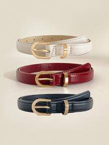 1 条红色 PU（聚氨酯）皮革休闲复古优雅女士腰带，适合日常、工作、约会搭配牛仔裤、长裤、裙子、秋冬夏季、学校秋季、秋季、万圣节 - 紅色 - 查看 22